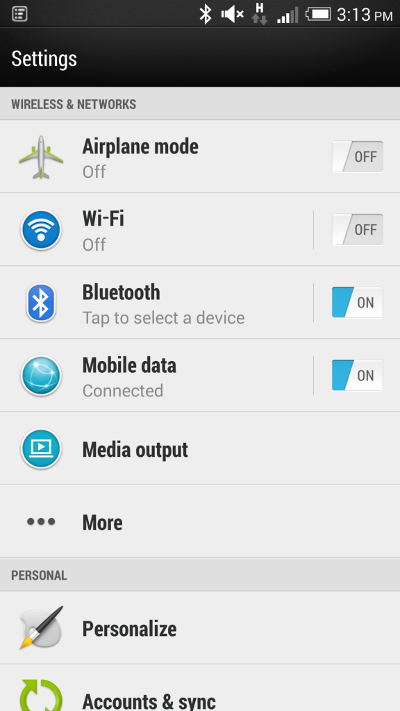 Data Settings Android