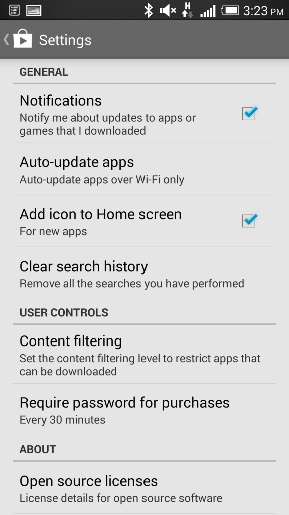 Google Play auto update apps setting