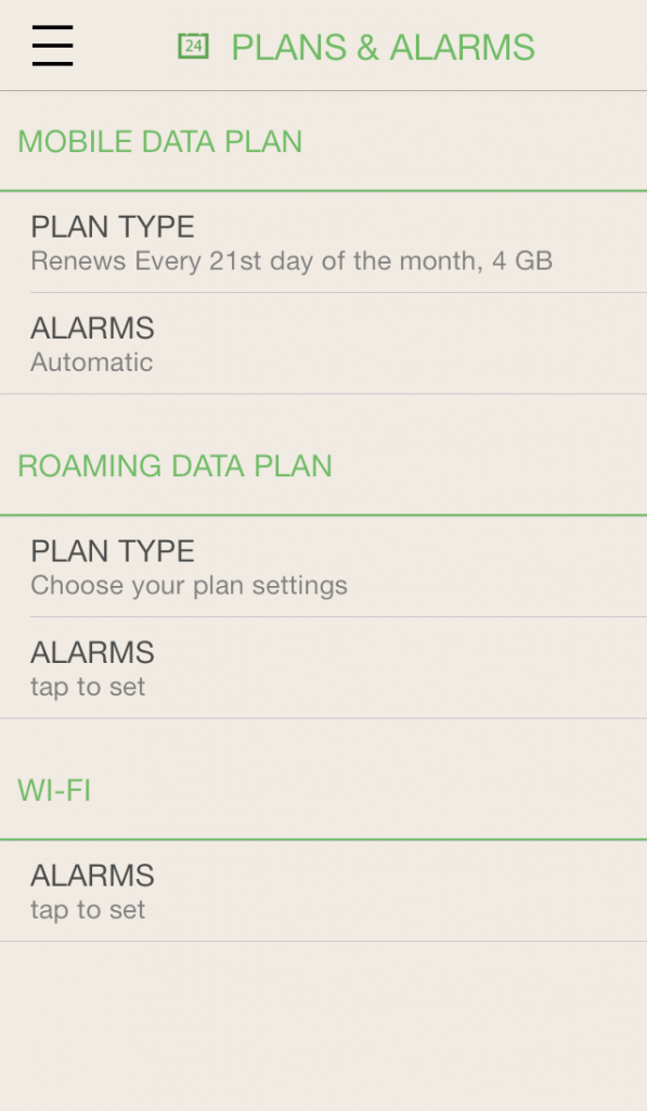 my data manager - plans and alarms ios7 iphone app screenshot